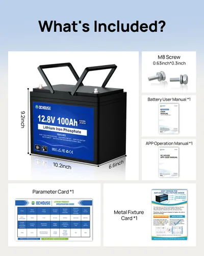 Miniatura 8 de DC HOUSE Batería de litio de motor de arrastre LiFePO4 de 12 V 100 Ah, grupo 24, Bluetooth y corte de baja temperatura, hasta 15000 ciclos, 100 A