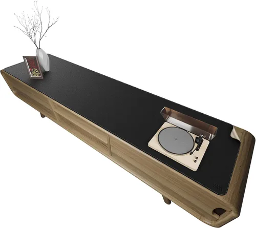 Miniatura 45 de Vyaaa Tapete de cuero para escritorio, 63" x 23.6" pulgadas, protector de escritorio de cuero, impermeable, extra grande, alfombrilla de mouse Negro