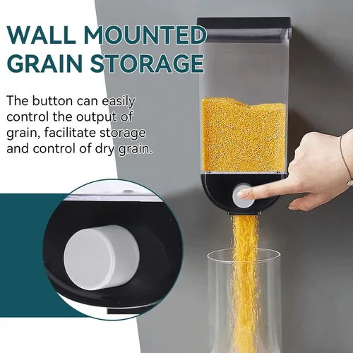 Miniatura 6 de Cyrank Dispensador de arroz, dispensador de cuentas de lavandería para colgar en la pared, contenedor de almacenamiento de alimentos secos