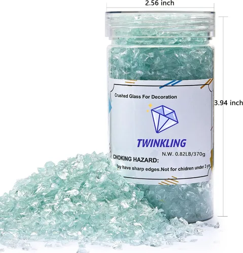 Miniatura 4 de TWINKLING Purpurina de Vidrio Triturado de Alto Brillo, Vidrio Roto, Piedras de Cristal de Fuego para Chimenea, Arte de Resina DIY, Manualidades