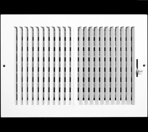 Miniatura 32 de Rejilla de suministro de aire de 3 vías de 10 pulgadas x 6 pulgadas - Tapa de ventilación y difusor - Cara plana estampada - Blanco.