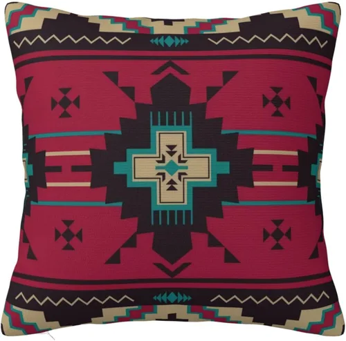IVSYCOF Fundas de almohada decorativas estilo sudoeste azteca para nativos americanos, funda de cojín cuadrado para sofá de casa, funda de cojín