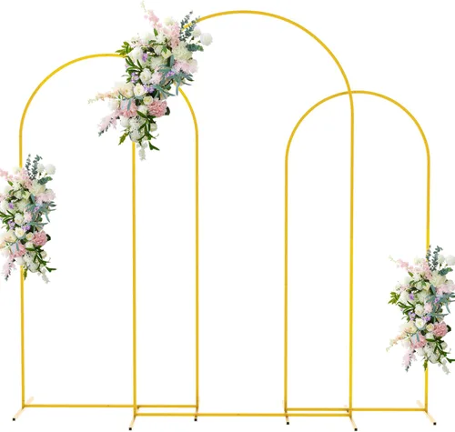 Miniatura 7 de Asee'm Juego de soportes de arco de boda de 3 piezas (2.2 m, 2 m, 1.8 m) Marco de fondo arqueado de metal blanco para ceremonias, fiestas