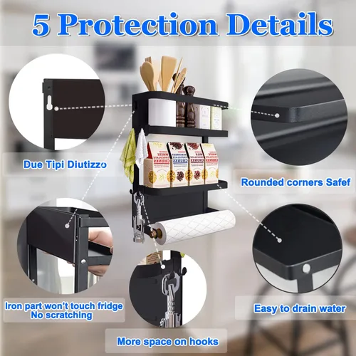 Miniatura 2 de Estante magnético para especias para refrigerador, soporte magnético para toallas de papel para refrigerador, estante magnético, organizador