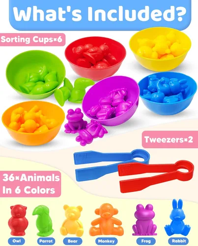 Miniatura 2 de Oomloid Animales para Contar Juguetes Montessori para Niños de 3, 4, 5 Años, Niños y Niñas, Juguetes Educativos Sensoriales para Actividades