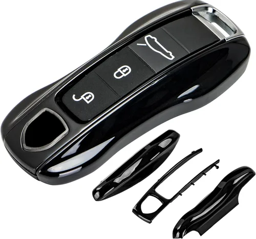 AeroBon - 3 piezas de funda para llavero pintada compatible con carcasa de llave Porsche, reemplazo (MK2, Negro)