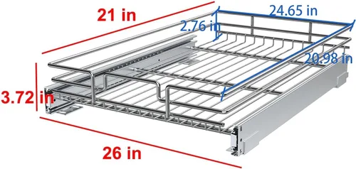 Miniatura 2 de Organizador de gabinete extraíble, estante deslizante de metal resistente para armarios de cocina, cromado, no incluye accesorios de puerta