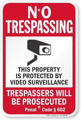 Miniatura 10 de SmartSign Letrero de 12 x 10 pulgadas, "No Trespassing - Propiedad protegida por videovigilancia, código penal § 602" con estaca de 3 pies, aluminio