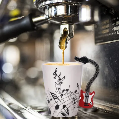 Miniatura 3 de Taza de cerámica para guitarra de 12.9 onzas, taza de té con notas musicales, café, leche, regalo para guitarristas, músicos, mujeres, hombres