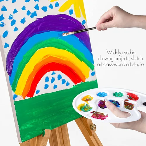 Miniatura 8 de FANDAMEI Bandeja de Pintura Oval, Bandeja de Pintura de Plástico, Paleta de Pintura, Bandejas de Pintura con Orificio para Pulgar para Adultos