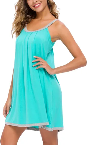 Miniatura 2 de AVIIER Camisón de algodón suave para mujer, sin mangas, con correa ancha, ropa de dormir completa