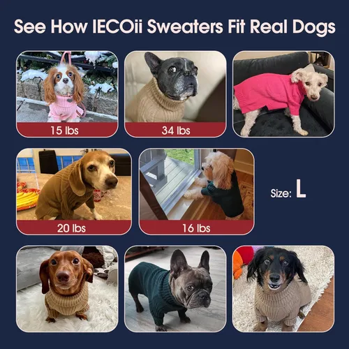 Miniatura 4 de IECOii Suéteres para Perros Medianos Niña Niño, Sudadera de Punto Navideña para Perrito con Mangas, Suéteres Gruesos y Cálidos de Cuello Alto