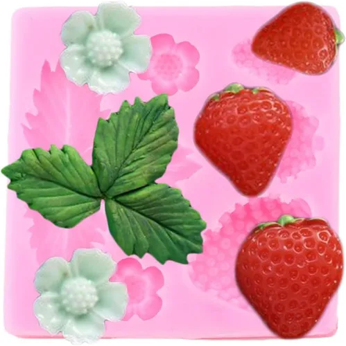 Miniatura 2 de 2 moldes de silicona 3D de fresa y flores para bricolaje pasta de goma de mascar de chocolate, helado hecho a mano, decoración de cupcakes, 2 piezas
