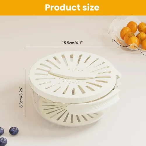 Miniatura 2 de Cuenco multifuncional para lavar frutas y verduras, cuenco para lavar frutas con colador, recipiente con tapa, escurridor de frutas con asa para 2