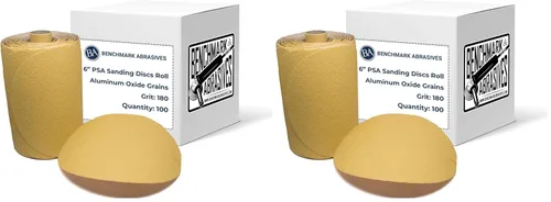 Miniatura 11 de Benchmark Abrasives PSA Gold - Discos de lijado autoadhesivos de 6 pulgadas con granos de óxido de aluminio, papel de lija DA automotriz, rollo