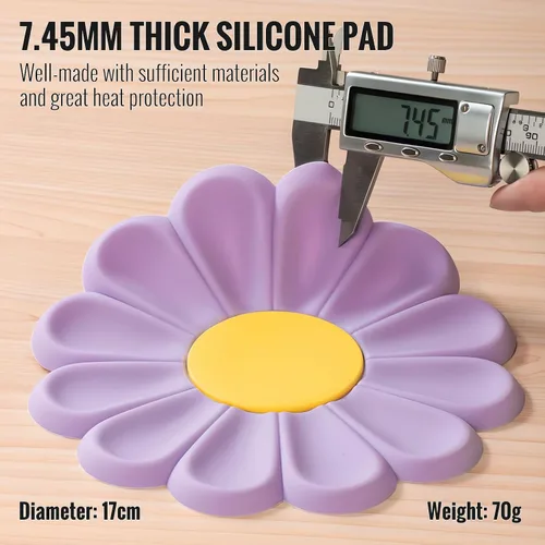 Miniatura 8 de Salvamanteles Daisy para ollas y platos calientes, 6.7 pulgadas, redondos, flexibles, de silicona, soportes calientes, posavasos antideslizantes