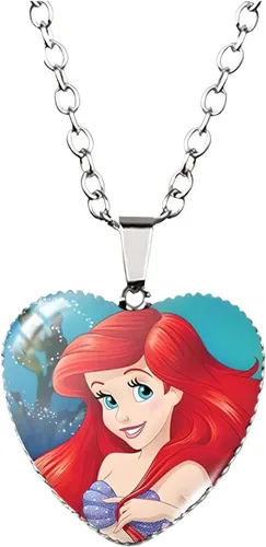 Miniatura 5 de 925 Sterling Silver Mermaid Necklace For Girls 4-6, The Little Mermaid Heart Necklace Glass Printed Photo Pendant, Handmade Jewelry For Boys And