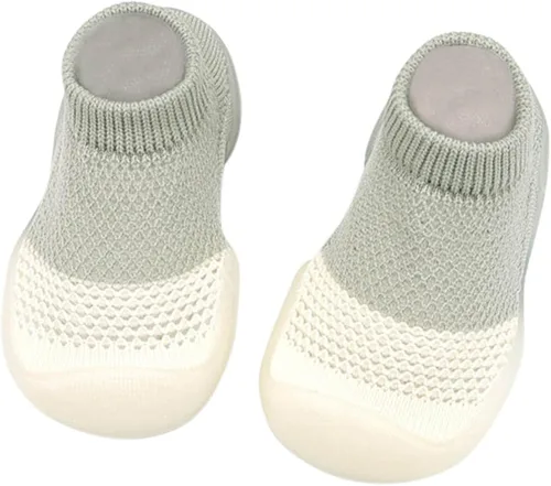 Zapatos para caminar para bebés y niños pequeños antideslizantes suela suave sin cordones informales de verano de malla ligeros calcetines