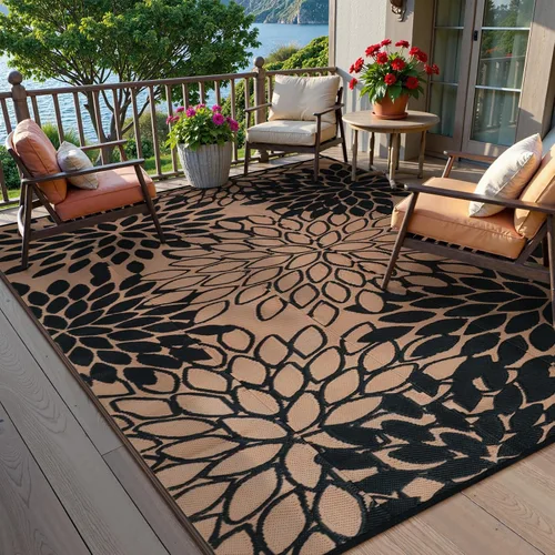 Miniatura 15 de Anidaroel Alfombras de exterior de 6 x 9 pies para patios, impermeables, reversibles, de plástico tropical, alfombra de campamento, alfombra grande