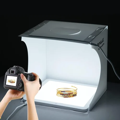Miniatura 7 de PULUZ Panel de luz sin sombras para fotografía de 11.4 in, luz de relleno LED ultra brillante, panel de fondo, luz inferior táctil, caja de fotos