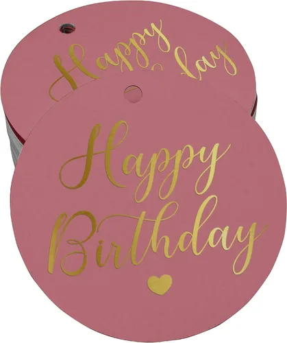 Miniatura 36 de Etiqueta de papel para colgar con texto en inglés «Happy Birthday» (50 unidades)