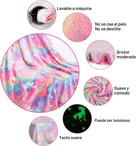Miniatura 4 de SALIMAH Manta que brilla en la oscuridad, regalos de unicornios para niñas, juguetes para niñas de 2, 3, 4, 5, 6, 7, 8, 9, 10 años, mantas suaves