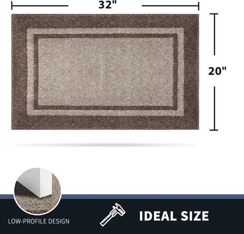 Miniatura 2 de PURRUGS Tapete para puerta con atrapamiento de suciedad, 20 x 32 pulgadas, antideslizante, lavable a máquina, tapete de entrada, tapete para puerta