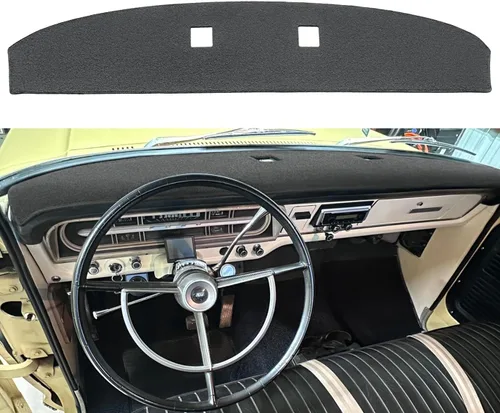 Miniatura 8 de Funda para salpicadero Fcovergurus a medida para camioneta Ford F100 F250 F350 de 1967-1972, protector de alfombra para tablero F124 (negro)