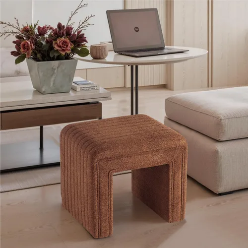 Miniatura 5 de Get Set Style Silla Taburete de Tocador, Otomán Moderno de Boucle Reposapiés con Patas de Madera Banco de Sofá Reposapiés Asiento Adicional