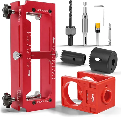 Miniatura 10 de KATA 1-3/8" - 1-3/4" Kit de instalación de cerradura de puerta con ranuras grandes de eliminación de astillas, sierra de agujero para cerradura