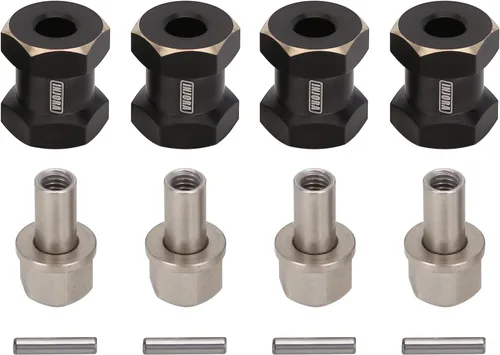 INJORA Hub hexagonal RC de 0.472 in, ruedas de latón, extensión de cubo hexagonal, adaptador de unidad hexagonal negra para 1/10 RC Crawler Axial