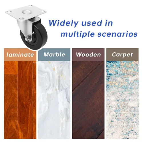 Miniatura 8 de Juego de 4 ruedas giratorias de 3 pulgadas, ruedas giratorias resistentes, ruedas de goma dura para muebles de camión de plataforma, carrito móvil