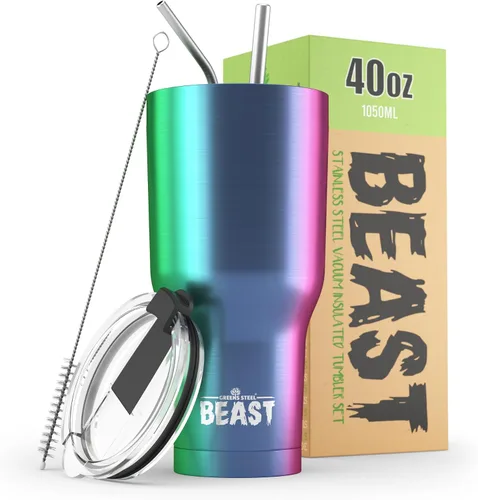 Miniatura 60 de Beast Vaso Térmico de 30 oz de Acero Inoxidable con Aislamiento al Vacío para Café y Hielo de Doble Pared Termo de Viaje (Rojo Arándano)