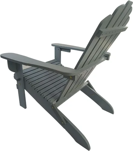 Miniatura 5 de Foldable Wooden Adirondack Chair, Classic Oak Finish Outdoor Patio Chair with Wide Armrests, Solid Hardwood Construction for Deck, Garden, Beach