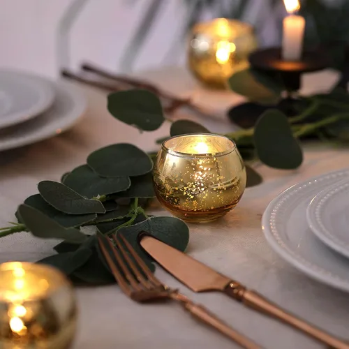 Miniatura 6 de 12 portavelas votivas doradas, portavelas de vidrio de mercurio dorado, decoraciones Diwali para el hogar, centros de mesa de boda para mesas