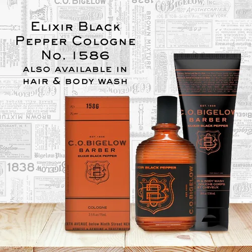 Miniatura 6 de C.O. Bigelow - Elixir Black Pepper - No. 1586, 2.5 fl oz, Colonia para hombres, aroma de bourbon y madera de sándalo, masculina, refinada, colonia
