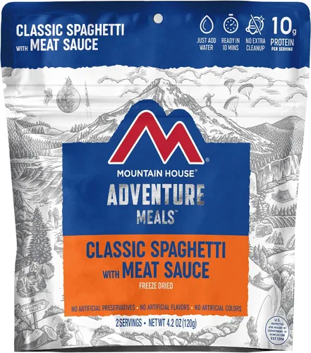 Miniatura 5 de Mountain House Macarrones cremosos y queso (2 porciones) y espaguetis clásicos con salsa de carne (2 porciones) Alimentos liofilizados