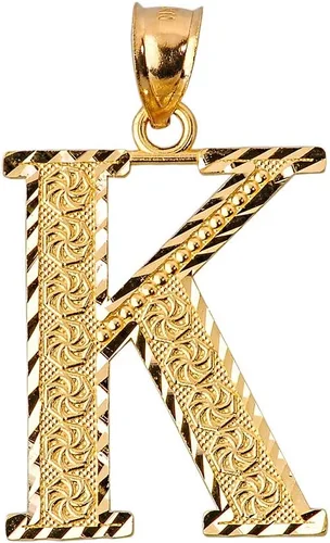 Miniatura 22 de Colgante personalizado de oro amarillo de 10 quilates con letras iniciales A-Z