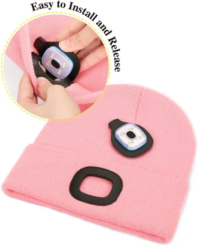 Miniatura 4 de MELASA Gorro unisex con luz, recargable por USB, manos libres, gorro LED, regalos de invierno para hombres