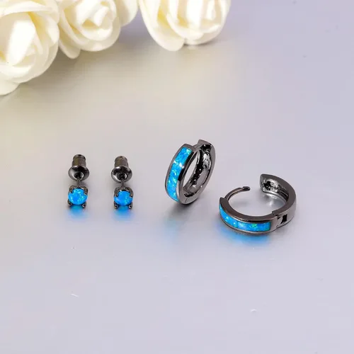 Miniatura 183 de CiNily Aretes Huggie de ópalo con bisagras, chapados en oro, hipoalergénicos, pequeños aretes de aro para mujeres, adolescentes, niñas, hombres