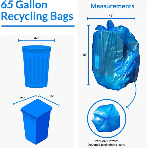Miniatura 5 de Reli. Bolsas de reciclaje azules de 65 galones, 100 unidades, resistentes, bolsas de basura grandes