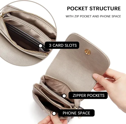 Miniatura 4 de Bolso bandolera pequeño de piel vegana BOSTANTEN para mujer, con diseño de cartera para celular, con correa ajustable
