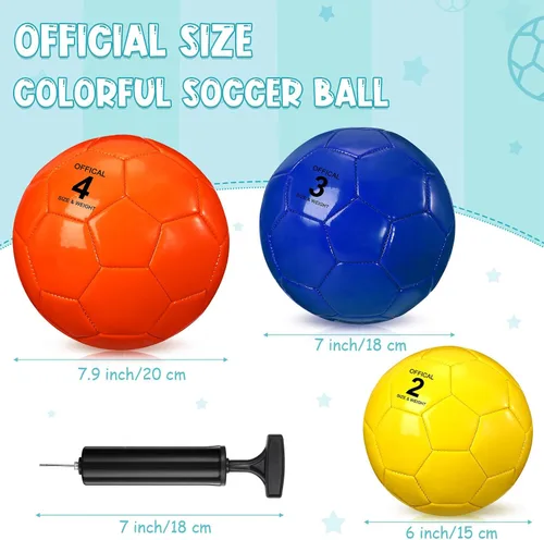 Miniatura 2 de HyDren Paquete de 6 pelotas de fútbol a granel con bomba, coloridas pelotas de fútbol de práctica para niños y jóvenes, entrenamiento en interiores