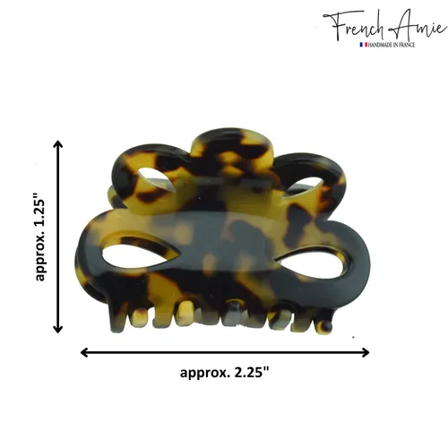 Miniatura 5 de French Amie Flor pequeña 2 1/4 pulgadas hecha a mano acetato de celulosa cubierta de pinza de resorte antideslizante agarre pinzas para el cabello