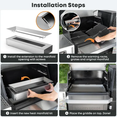 Miniatura 6 de Stanbroil Plancha plana con kit de colector, inserto de parrilla para Masterbuilt Gravity Series 1050 Digital Charcoal Grill and Smoker Combo