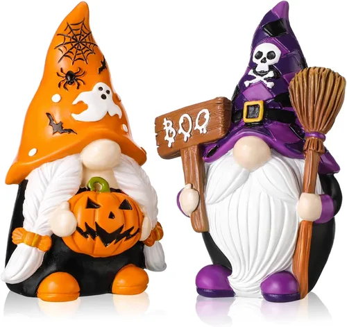 2 piezas de gnomos de Halloween, figuras de resina de Halloween para decoración del hogar, decoración de cosas, gnomos suecos, figuras de resina,