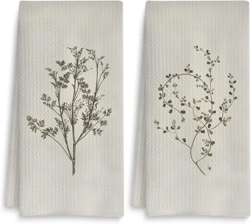 Juego de 2 toallas de cocina vintage con flores silvestres, paños de cocina retro florales para cocina, toallas de mano vintage con flores