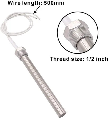 Miniatura 6 de DERNORD Calentador de cartucho de inmersión 120 V 500 W Hot Rod Elemento de calefacción de repuesto rosca de 1/2 pulgada (120 V 500 W)