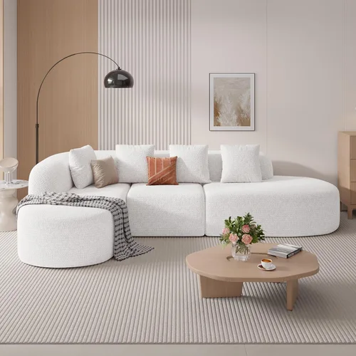 Miniatura 7 de Sofá modular modular de 114 pulgadas para sala de estar, moderno sofá modular con diván, sofá seccional en forma de L, no requiere montaje, beige