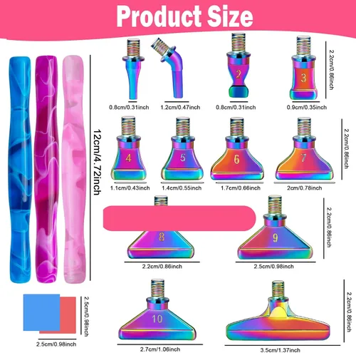 Miniatura 9 de Sttargxing Kit de 28 bolígrafos de pintura de diamante, 13 puntas de acero inoxidable con 12 arcilla, accesorios de pintura de diamante 5D, repuesto